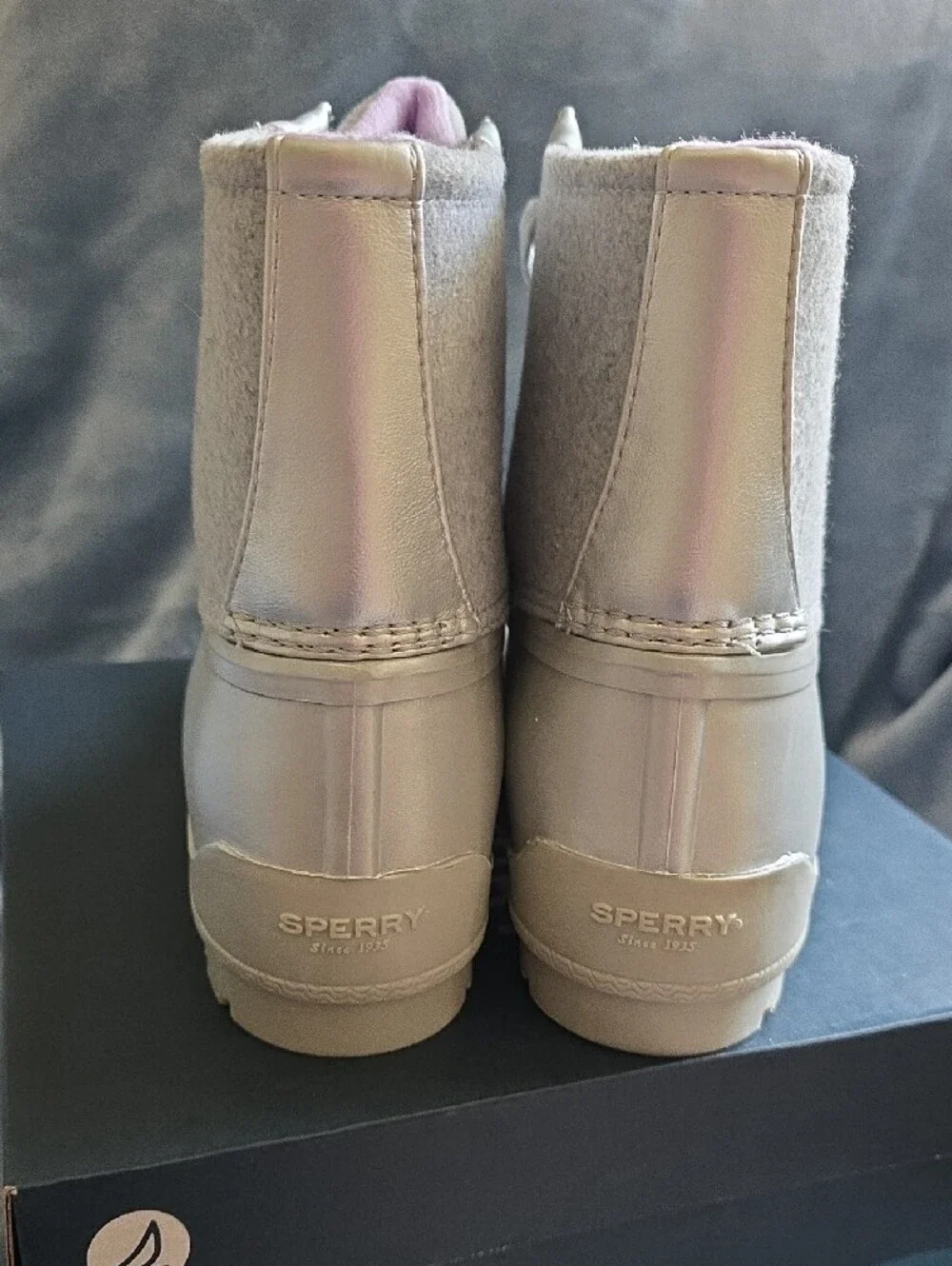 Sperry Light Gray Lace-Up Duck Boots